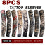8 PCS Tattoo Sleeves Unisex Summer Cycling Sun Protection Arm Covers Beach Driving Fishing Breathable Nightclub Elastic Sleeves