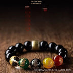 Fidelity Obsidian Five-way God of Wealth Bracelet Birthday Year of the Dragon Men's and Women's Bracelet S925 Silver Accessories Gift