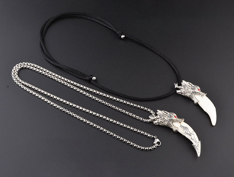 Punk Fashion Brave Men Wolf Gog Teeth Spike Pendant Necklace Women Men Lucky Jewelry Classic Fang Tooth Amulet Pendant Necklace
