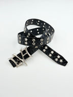 Y2K Punk Rivet Leather Belts Star PU Waist Strap Double Row Hollow vintage punk rock waistband goth subculture street hip-hop