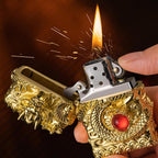 Cool Dragon Kerosene Lighter Windproof Reusable for Men Smoking(B) | Cool Dragon Kerosene Lighter Windproof Kerosene Lighters Vintage Reusable Trench Lighter Grinding Wheel Lighters