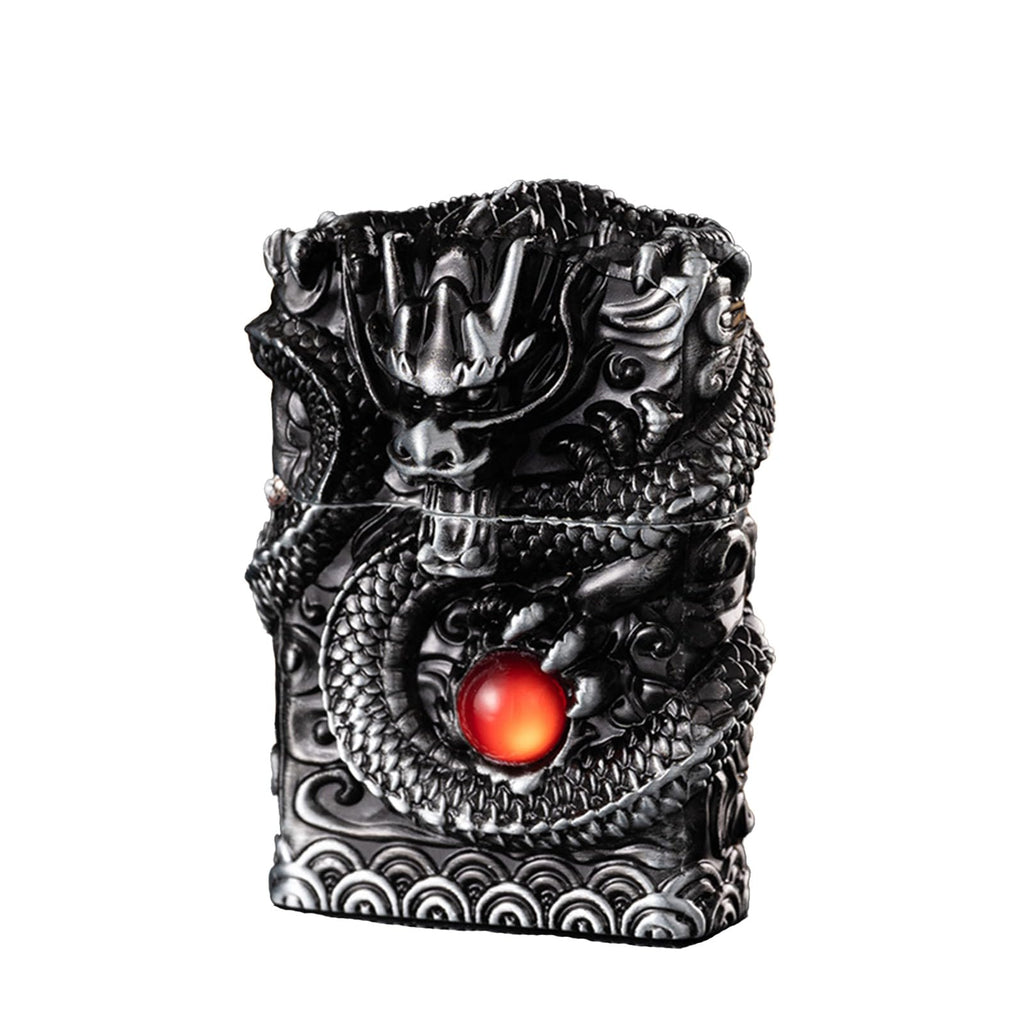 Cool Dragon Kerosene Lighter Windproof Reusable for Men Smoking(B) | Cool Dragon Kerosene Lighter Windproof Kerosene Lighters Vintage Reusable Trench Lighter Grinding Wheel Lighters