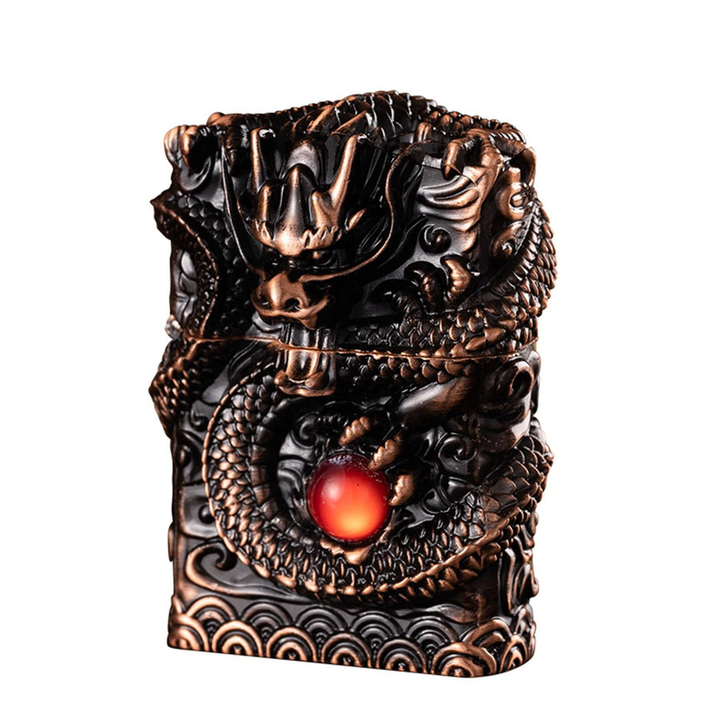 Cool Dragon Kerosene Lighter Windproof Reusable for Men Smoking(B) | Cool Dragon Kerosene Lighter Windproof Kerosene Lighters Vintage Reusable Trench Lighter Grinding Wheel Lighters