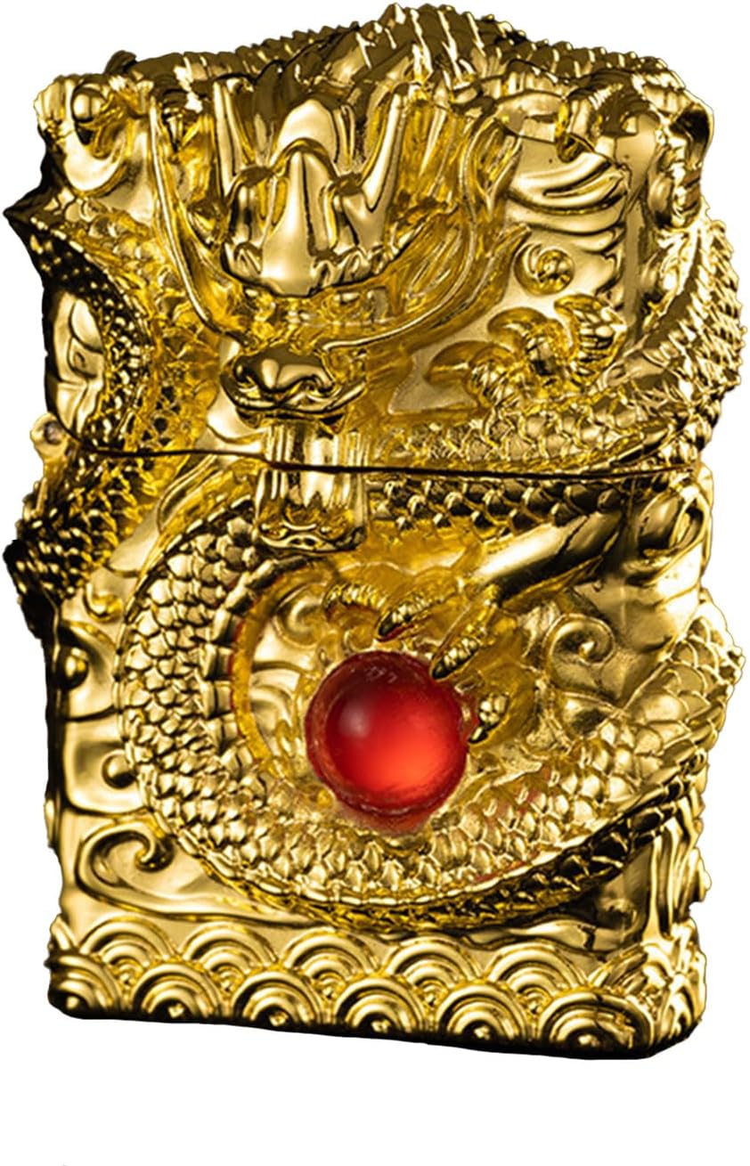 Cool Dragon Kerosene Lighter Windproof Reusable for Men Smoking(B) | Cool Dragon Kerosene Lighter Windproof Kerosene Lighters Vintage Reusable Trench Lighter Grinding Wheel Lighters