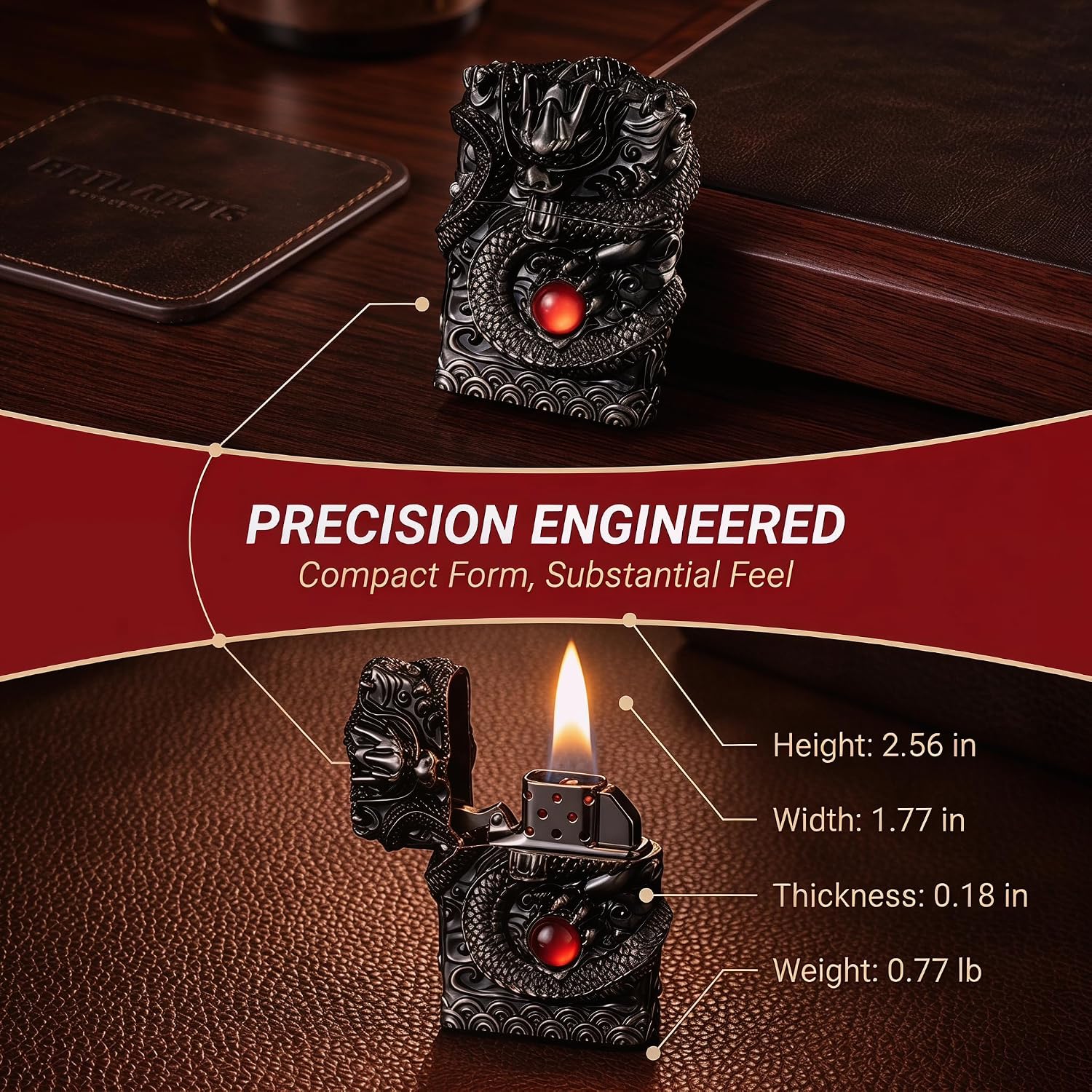Cool Dragon Kerosene Lighter Windproof Reusable for Men Smoking(B) | Cool Dragon Kerosene Lighter Windproof Kerosene Lighters Vintage Reusable Trench Lighter Grinding Wheel Lighters