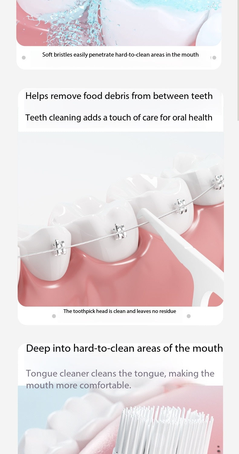 20PCS Burst Beads Toothbrush with Two Line Dental Floss, Popping Beads Water-Saving Disposable Toothbrush for Trip Outdoor Daily Care