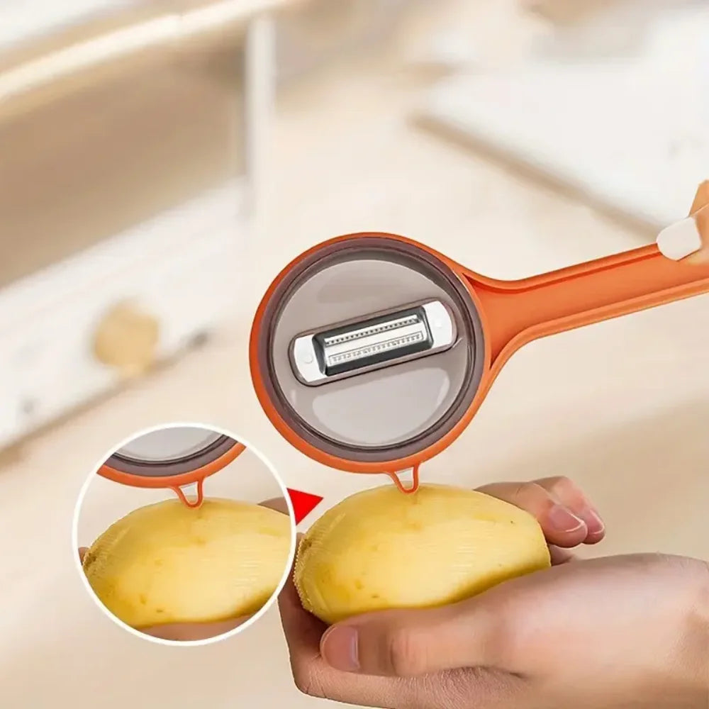 Peeler with Storage Box, Fruit and Vegetable Peeler, Double-Sided Stainless Steel Multi-Functional Peeler, Suitable for Kitchen