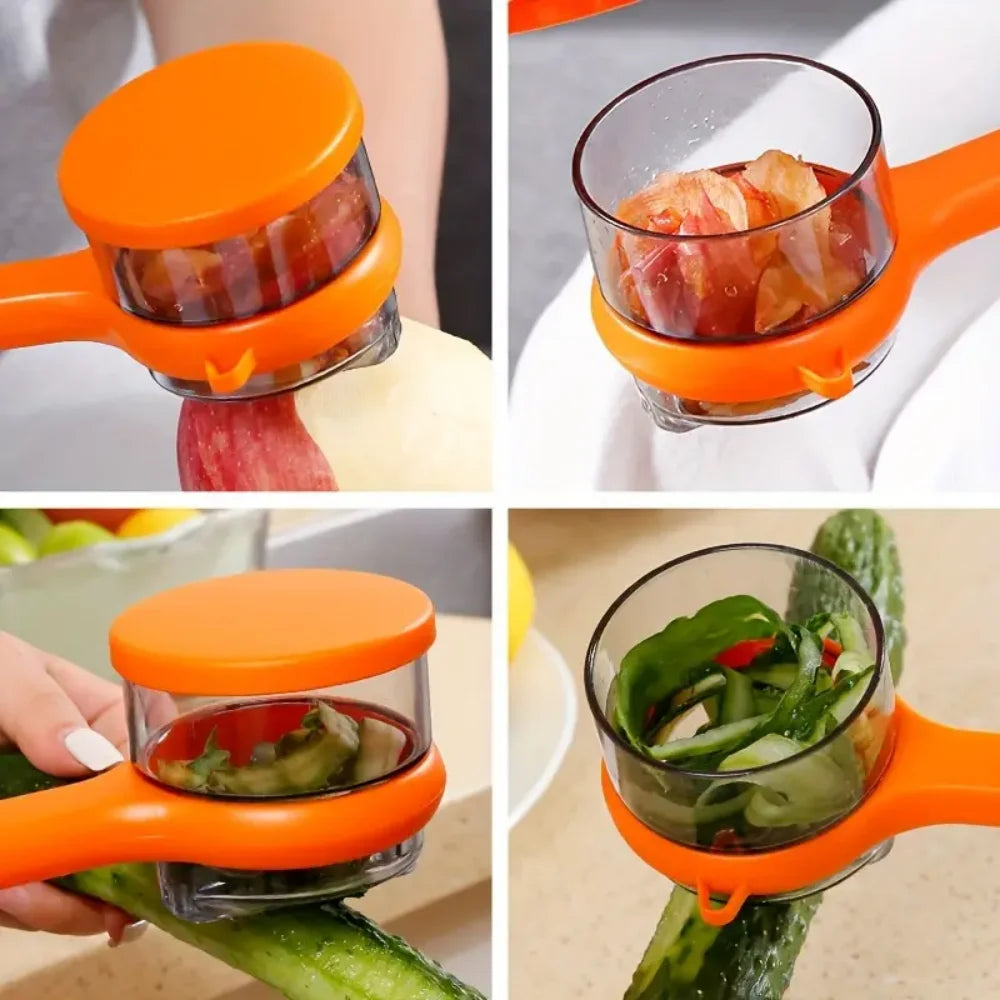 Peeler with Storage Box, Fruit and Vegetable Peeler, Double-Sided Stainless Steel Multi-Functional Peeler, Suitable for Kitchen