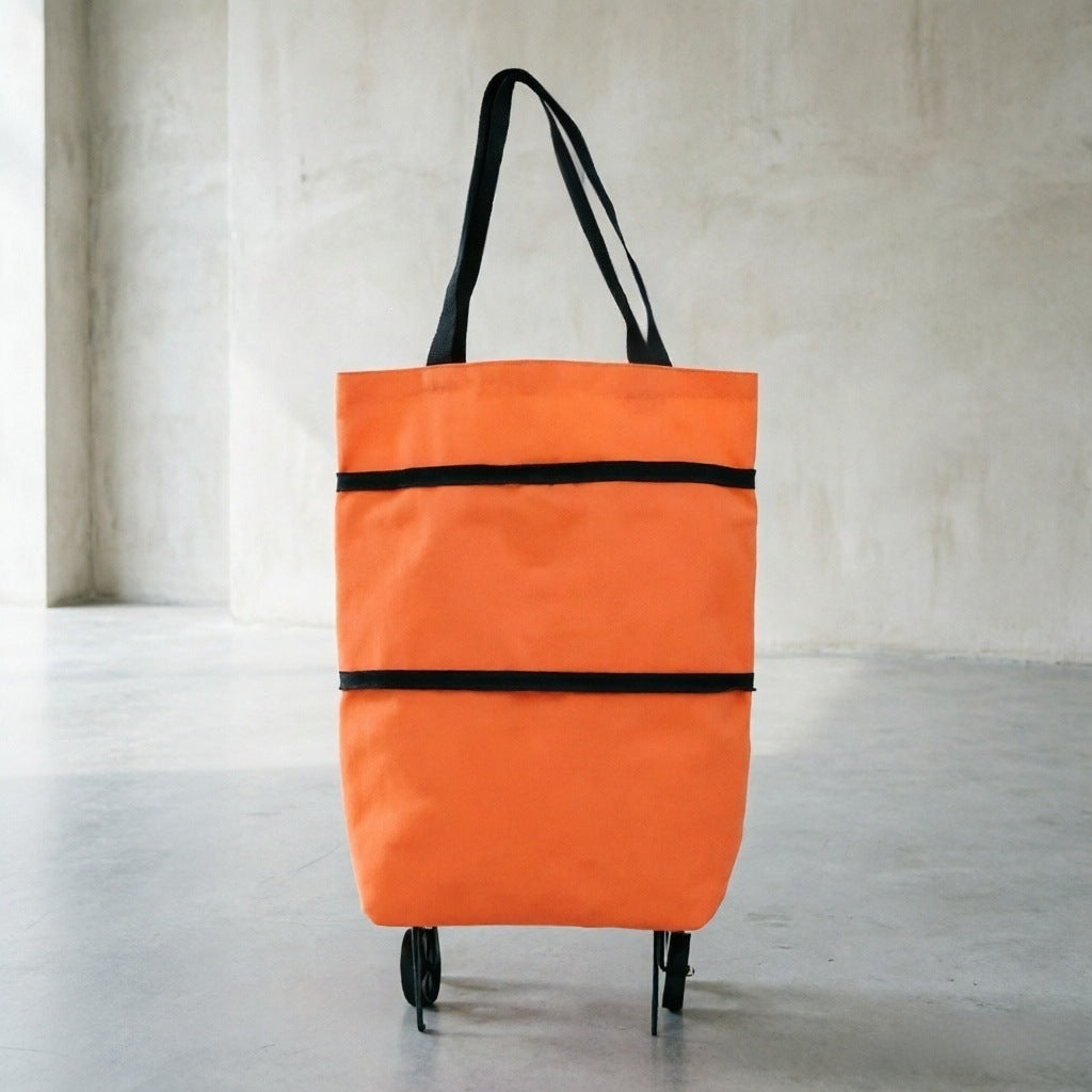 Large capacity shopping bag with wheel Portable foldable tug bag Folding home shopping cart Shopping camping storage