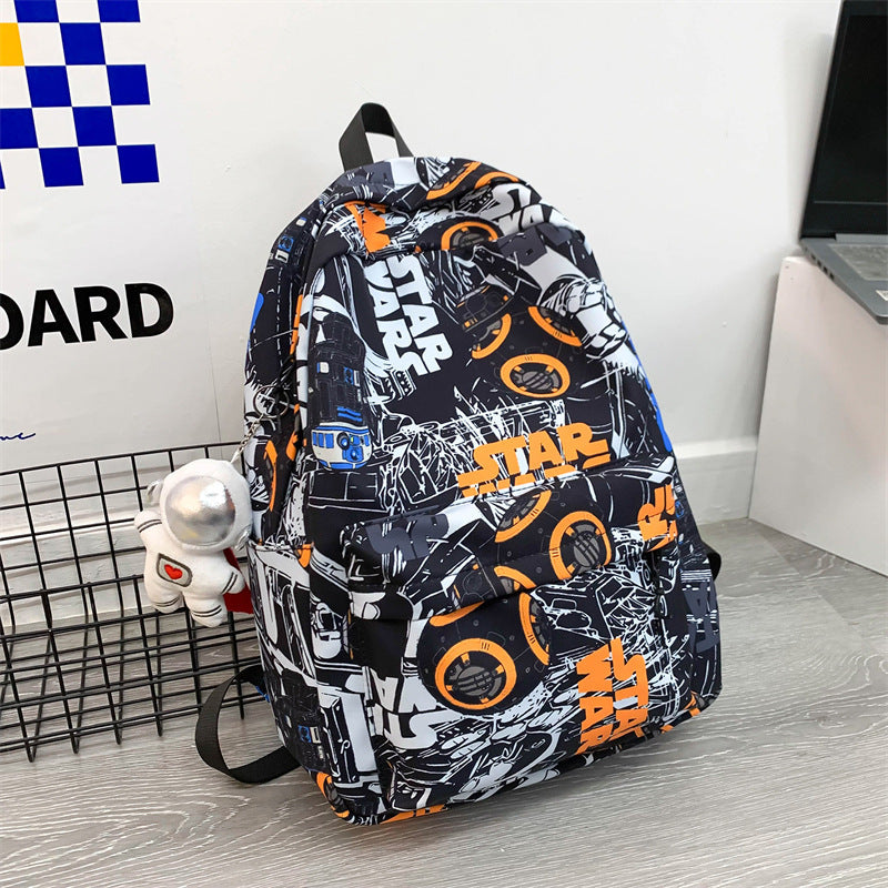 High school backpack boys ins trendy cool personality graffiti college student schoolbag women's casual simple versatile backpack