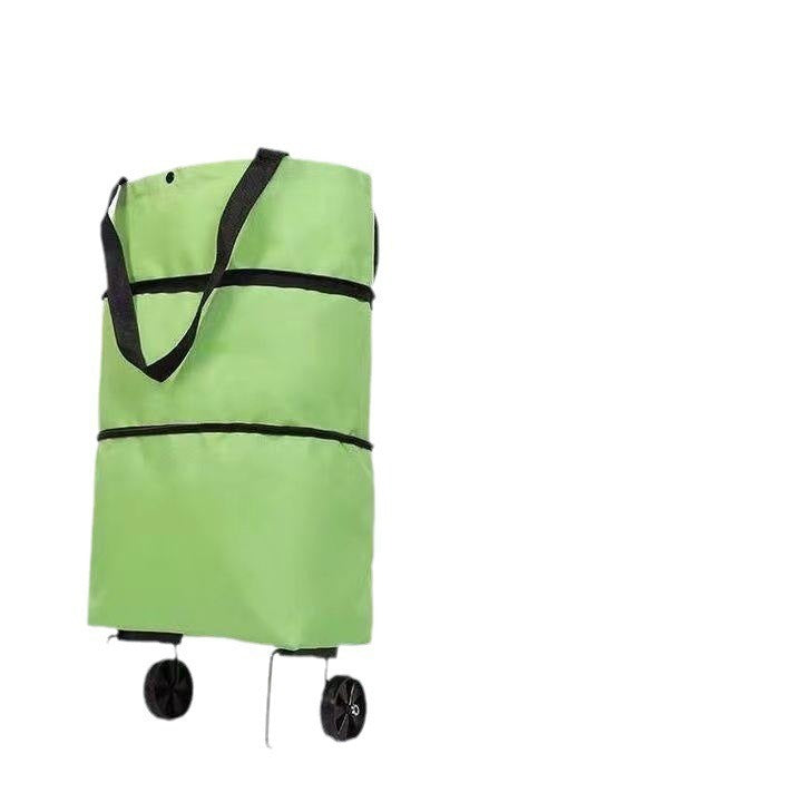 Large capacity shopping bag with wheel Portable foldable tug bag Folding home shopping cart Shopping camping storage
