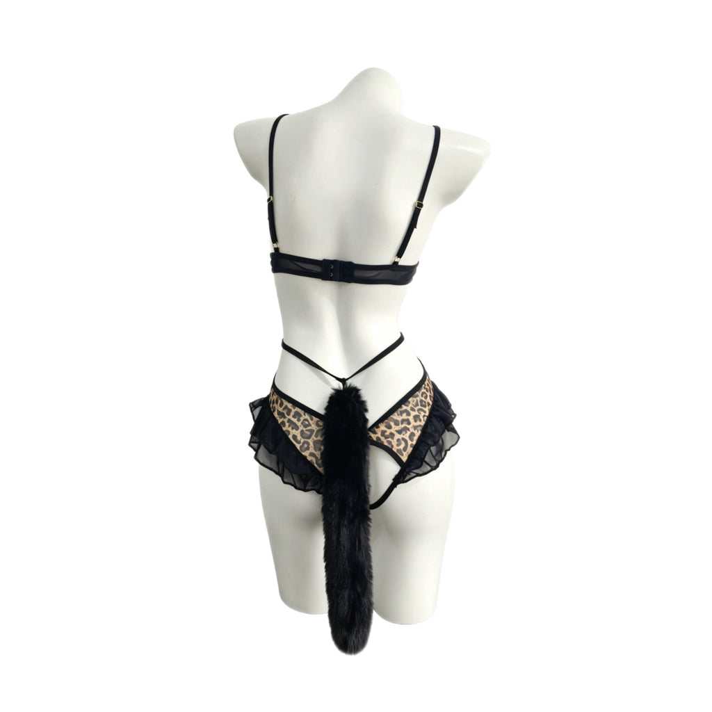 Leopard Print Erotic Underwear Lingerie Sexy Onesie Flirting Free Bead String Pure Desire Uniform Temptation With Tail