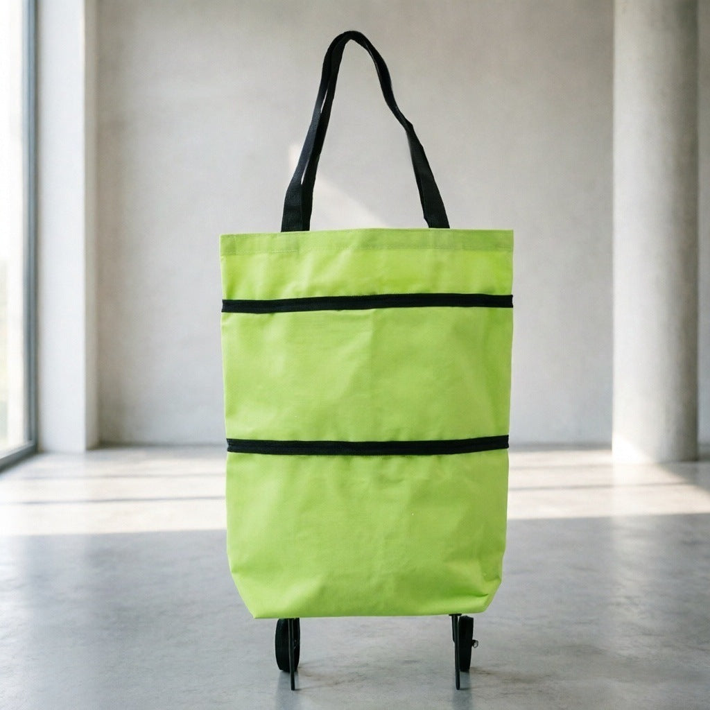 Large capacity shopping bag with wheel Portable foldable tug bag Folding home shopping cart Shopping camping storage