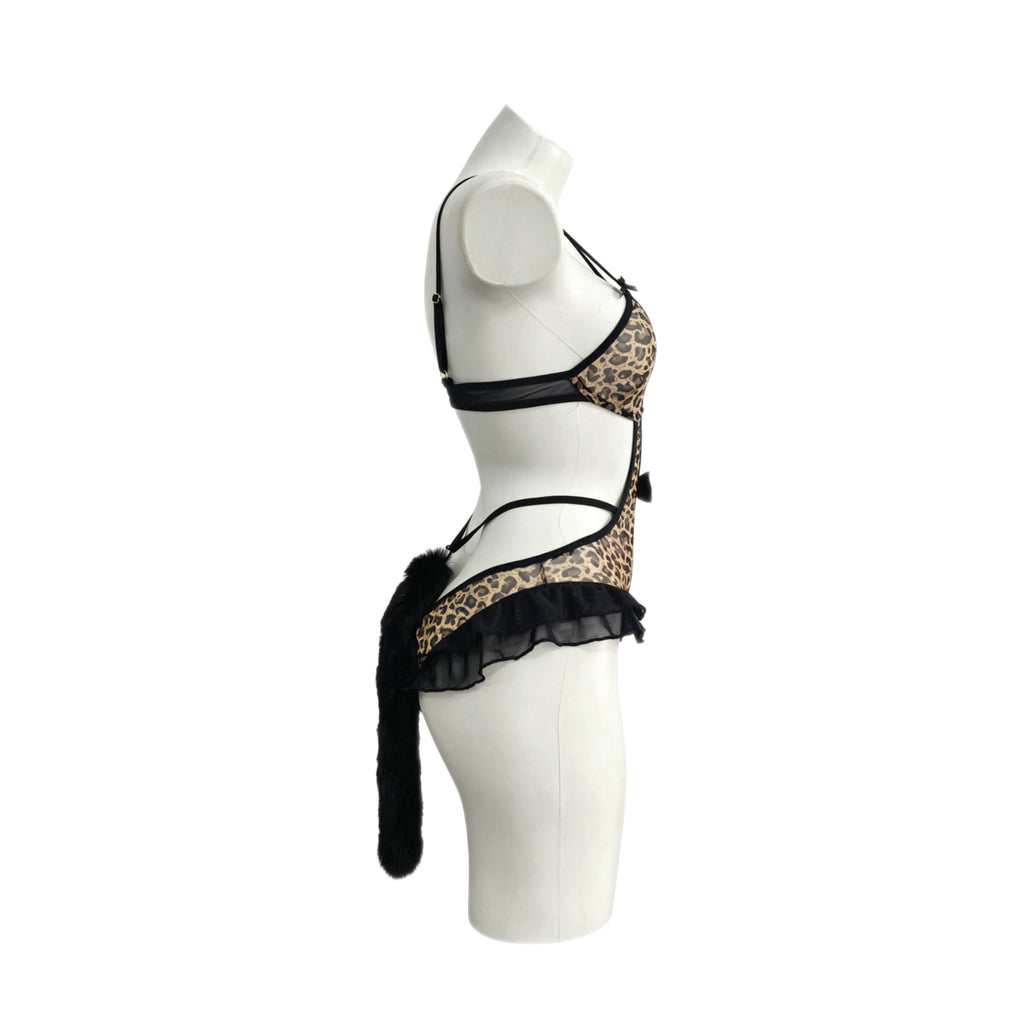 Leopard Print Erotic Underwear Lingerie Sexy Onesie Flirting Free Bead String Pure Desire Uniform Temptation With Tail