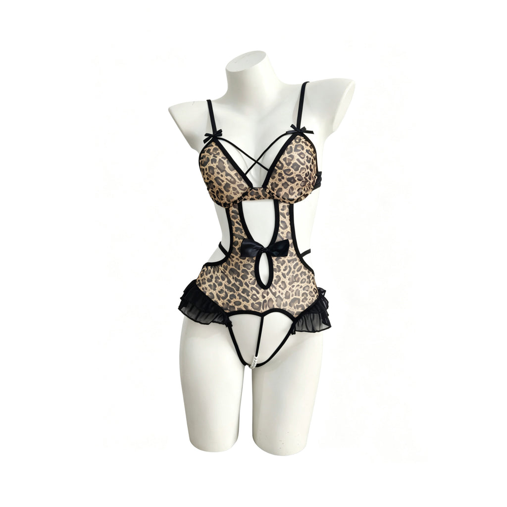 Leopard Print Erotic Underwear Lingerie Sexy Onesie Flirting Free Bead String Pure Desire Uniform Temptation With Tail