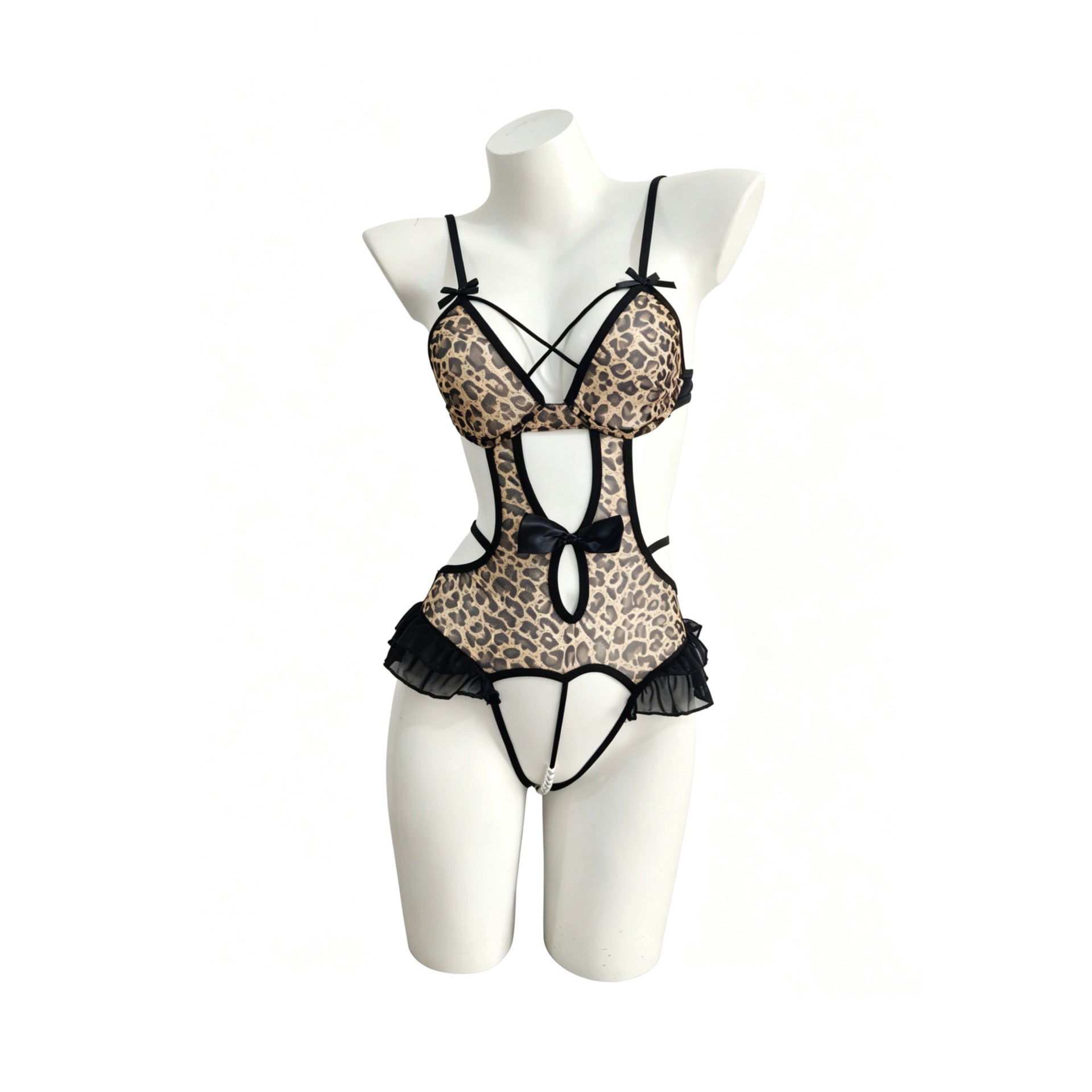 Leopard Print Erotic Underwear Lingerie Sexy Onesie Flirting Free Bead String Pure Desire Uniform Temptation With Tail