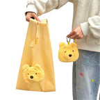 Winnie the Pooh Foldable Shopping Bag Supermarket Grocery Shopping Storage Bag Portable Bag Keychain Pendant Charm