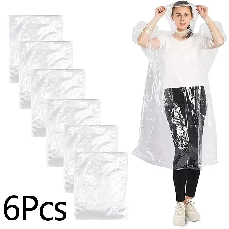 12Pcs Disposable Waterproof Raincoat Outdoor Hiking Mountain Travel Emergency Transparent Portable Adult Poncho Rain