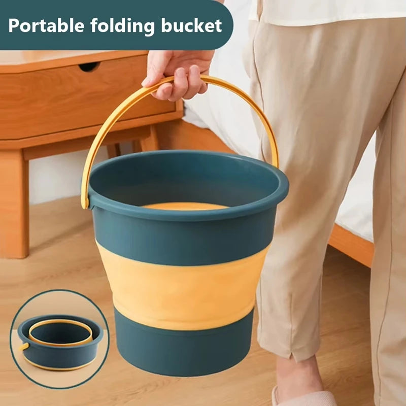 5/10/17L Portable Folding Bucket Multifunctional Thickened Silicone Bucket for Car Washing and Fishing Camping Folding Bucket उप चित्र