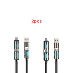 USB、Type C, lightning-Max 240W Fast Charging and Data Sync MFISH 4-in-1 Multi-Function USB Charging Cable for 16/15, iPad