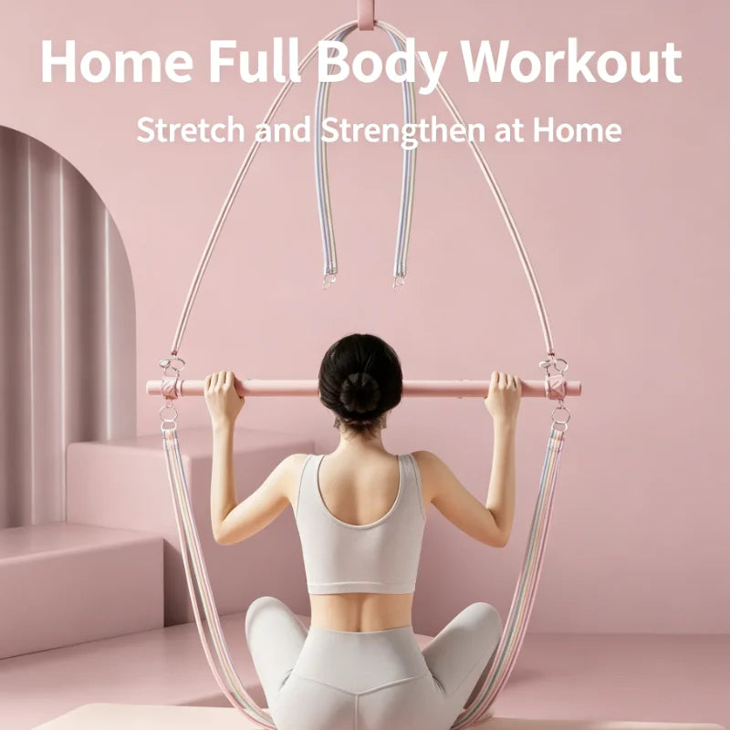 Multifunctional Pilates Bar Kit with Resistance Bands, Portable Home Gym Tool for Back Shaping, Squat & Glute Workout