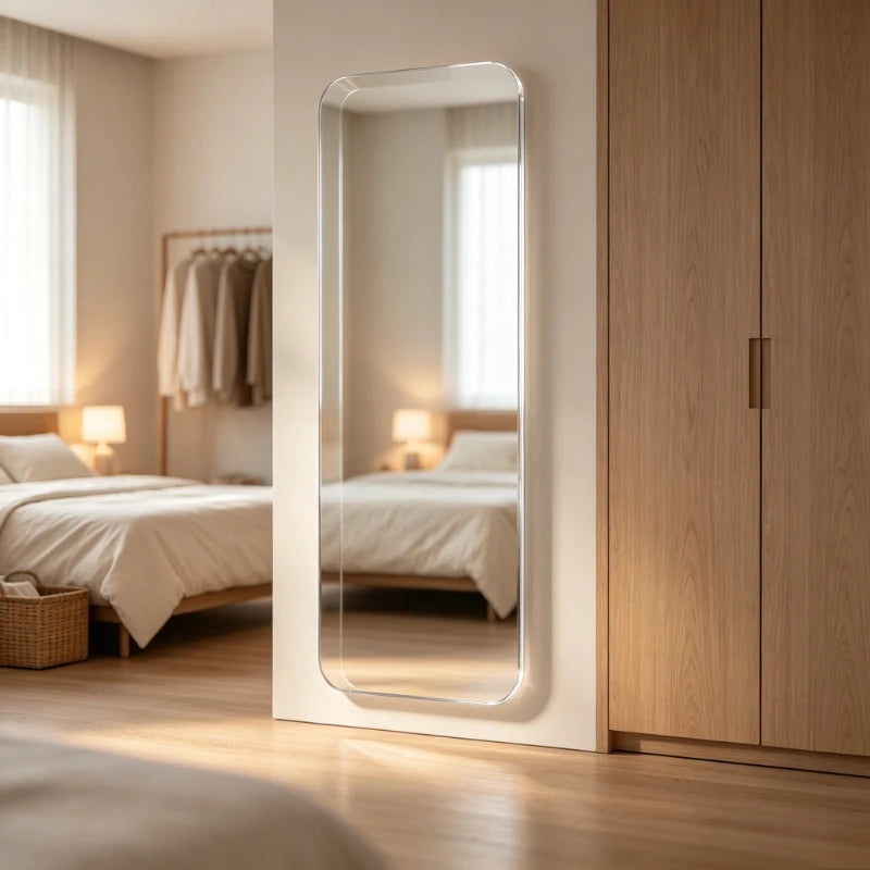 Self-Adhesive Acrylic Full Length Mirror, Wall Mounted Dressing Glass for Entryway, High Definition Stick On Door Mirror मुख्य तस्बिर