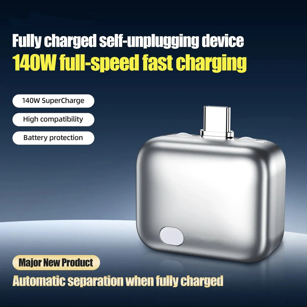 140W Charger Smart Stop Charge Automatic Physical-Disconnect Battery Guard Anti-Overcharge Protection Charge Adapter Type-C Port मुख्य तस्बिर