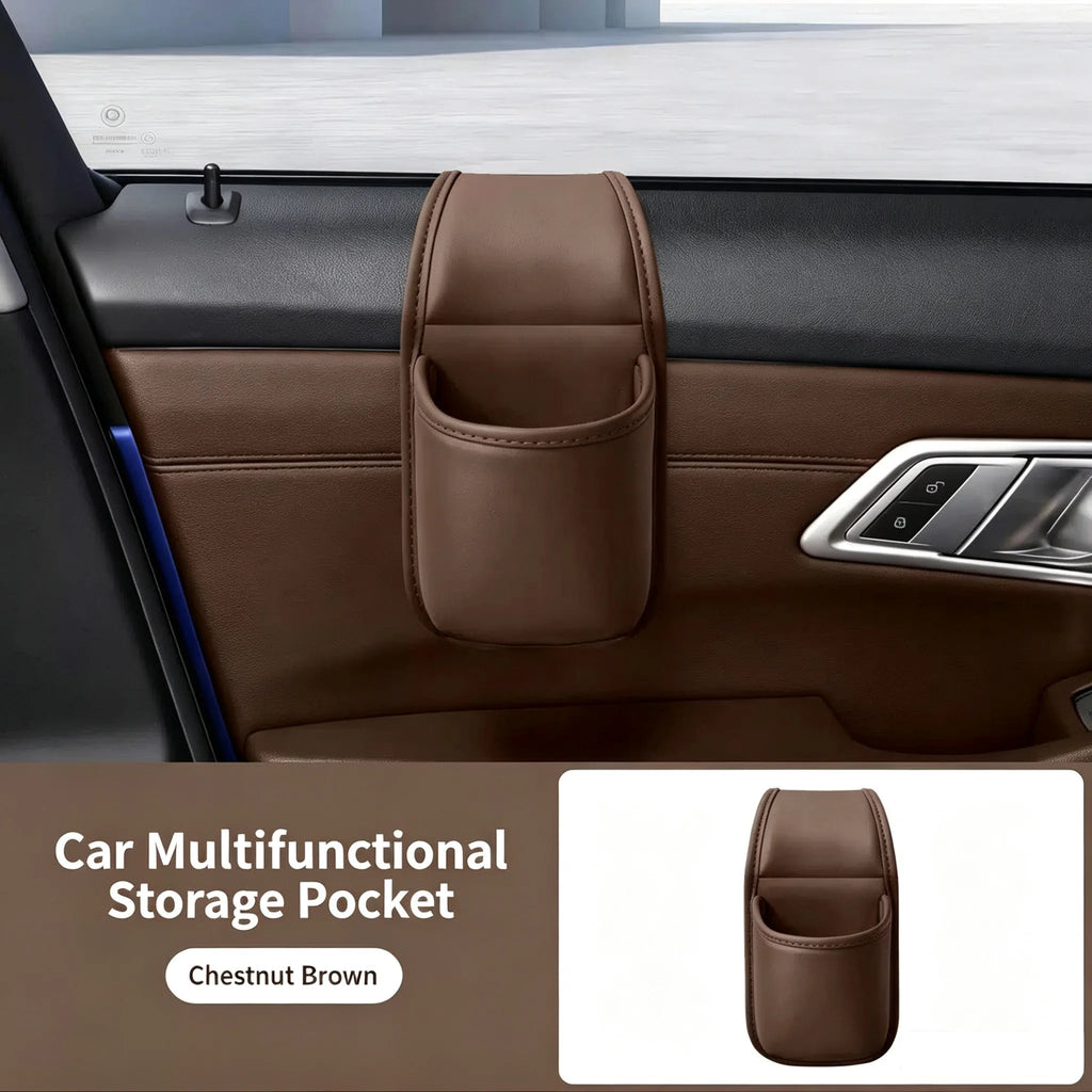 PU Car Door Cup Holder Multifunctional Adhesive Storage Pocket Auto Door Mount Drink Bottle Holder Phone Sundries Storage Bag