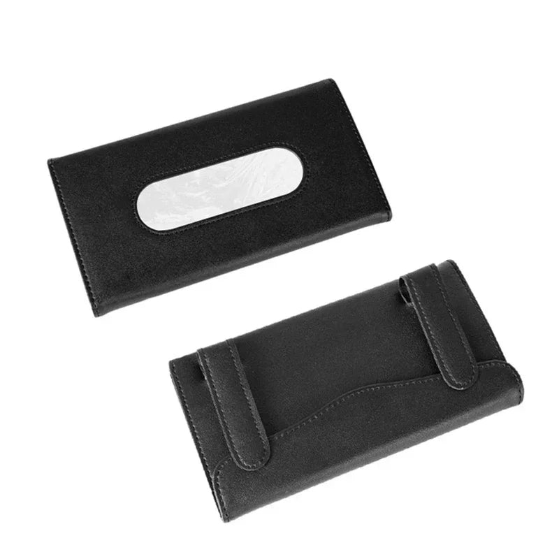 Car Tissue Box Hanging Sun Visor, Backrest Sunroof, Car Drawer Hanging Creative Leather Car Interior Supplies