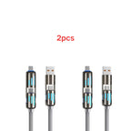 USB、Type C, lightning-Max 240W Fast Charging and Data Sync MFISH 4-in-1 Multi-Function USB Charging Cable for 16/15, iPad
