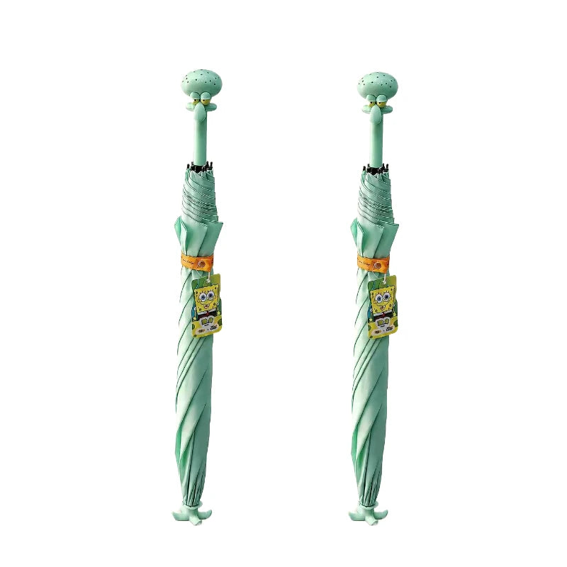 Cartoon abstract Squidward straight sunshade light outdoor umbrella, suitable for students to go to school and daily commute.