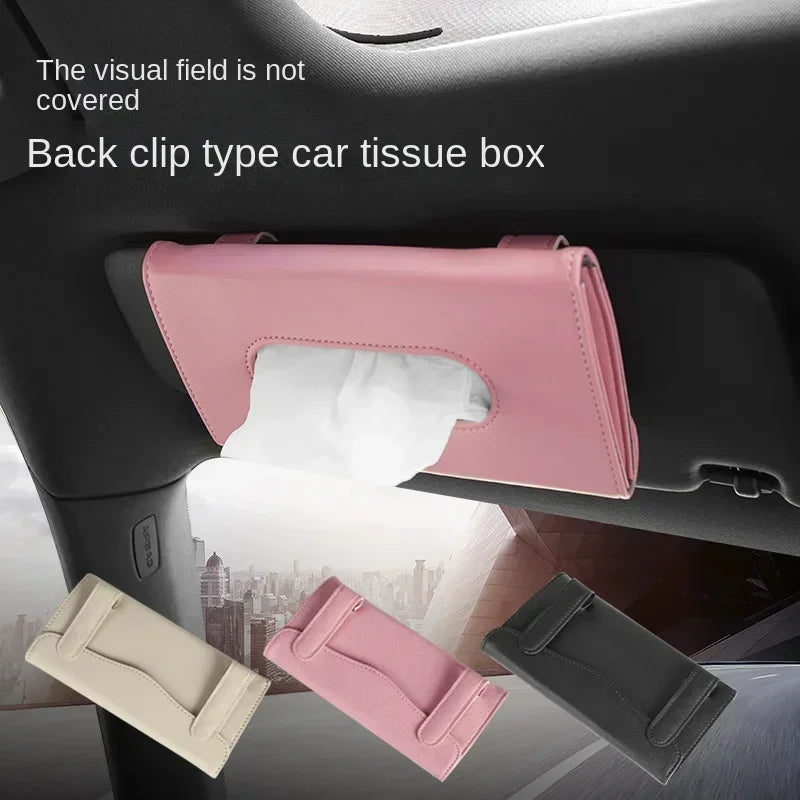 Car Tissue Box Hanging Sun Visor, Backrest Sunroof, Car Drawer Hanging Creative Leather Car Interior Supplies