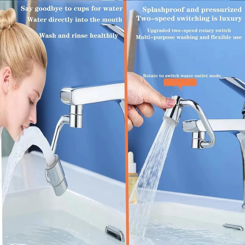 1PC 1080 Swivel Stainless Steel Kitchen Faucet Extender Universal Splashproof Dual Mode Bathroom Sink Accessories with Adapter