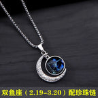 New Zodiac Sign Necklaces for Men Women Trendy Luminous Pendant Necklaces Cool Unique Couple Hip-hop Necklaces Stainless Steel