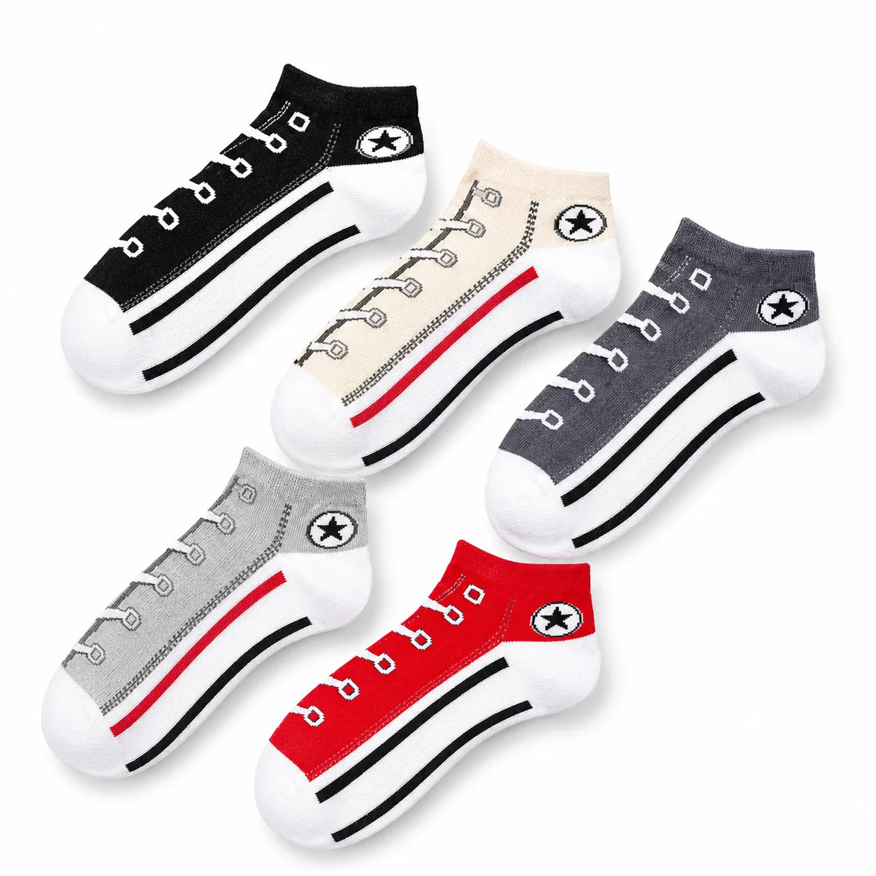 5Pairs Men's Invisible Boat Socks Summer Thin Cotton Breathable Socks Low Cut No Show Socks Anti Odor Sweat Absorbent