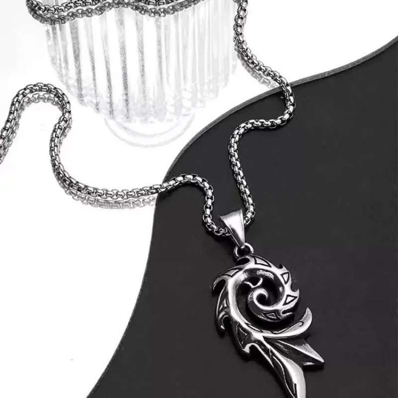 New phoenix spiral stainless steel pendant necklace punk style couple party necklace lucky necklace