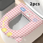 2pcs Waterproof Sticky Toilet Seat Cover - Soft Handle, All-Season Universal for Home