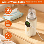 USB Rechargeable Portable Bottle Warmer Constant Temperature Digital Display Breastmilk Heating Sleeve Cordless