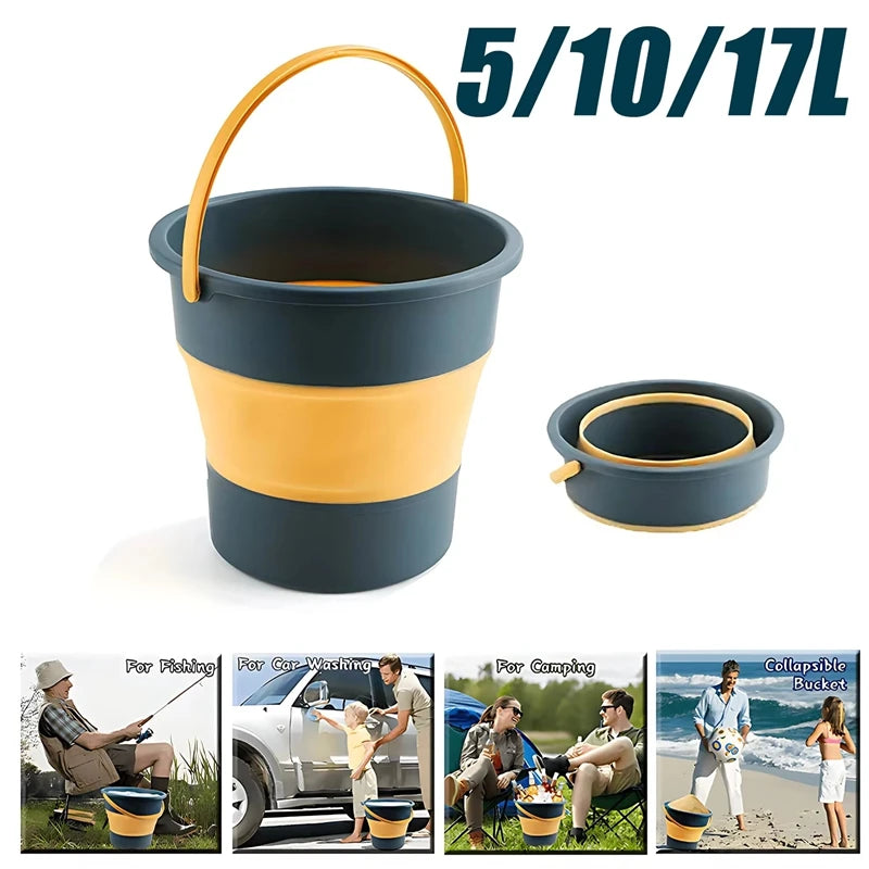 5/10/17L Portable Folding Bucket Multifunctional Thickened Silicone Bucket for Car Washing and Fishing Camping Folding Bucket मुख्य तस्बिर
