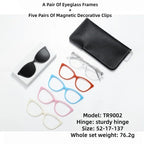 JAEVAR New Retro Floral Cat Eye Magnetic Suction Set Glasses Frame With Five Pairs Of Flat Light Glasses Frame 9001-9007