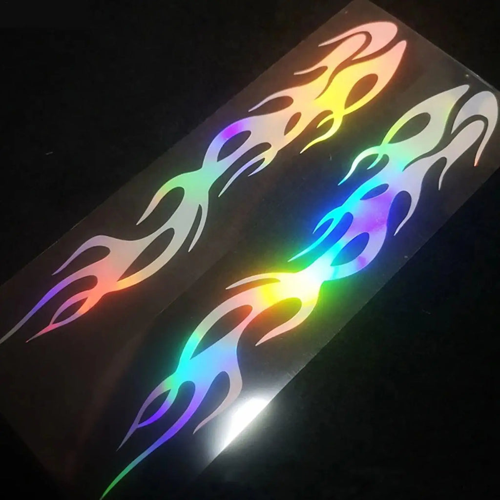 1 Pair Reflective Flame Motorcycle Stickers, Waterproof Self-Adhesive Decals For Trucks Cars, Outdoor Safety Vehicle Decals