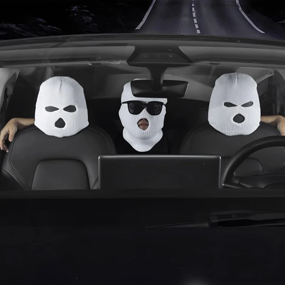 Universal Car Headrest Cover Funny Car Seat Face Mask Ski Mask Wrap Protection Vehicle Front Head Rest Protectors Accessories