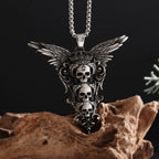 Vintage Crown Skull Wing Pendant, Men's Punk Hip Hop Rock Charm Jewelry Necklace, New Gothic Versatile Accessories, Party Gifts