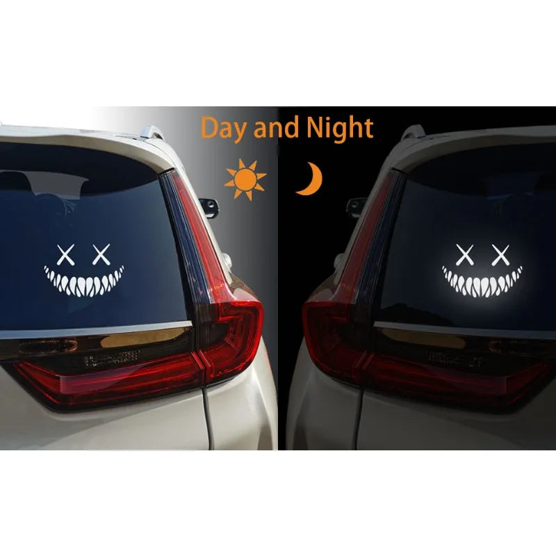 Reflective Smile Devil Die-Cut Window Decal,Funny Cool Premium Vinyl for All Vehicle Decor