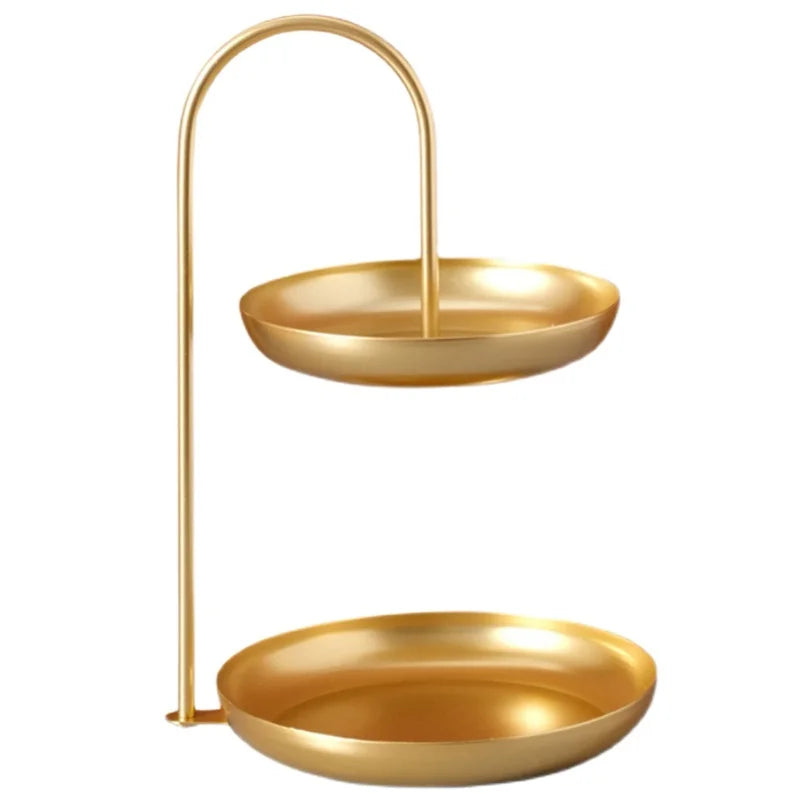 2 Tier Iron Fruit Serving Tray Waterproof Multi Tier Storage Platter For Coffee Table Party