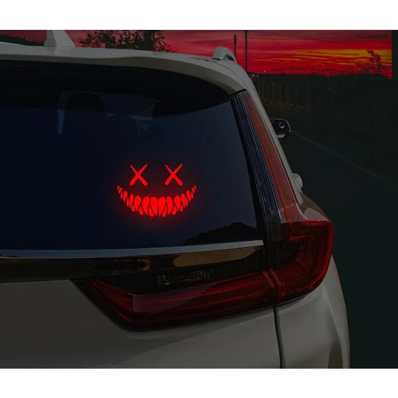 Reflective Smile Devil Die-Cut Window Decal,Funny Cool Premium Vinyl for All Vehicle Decor