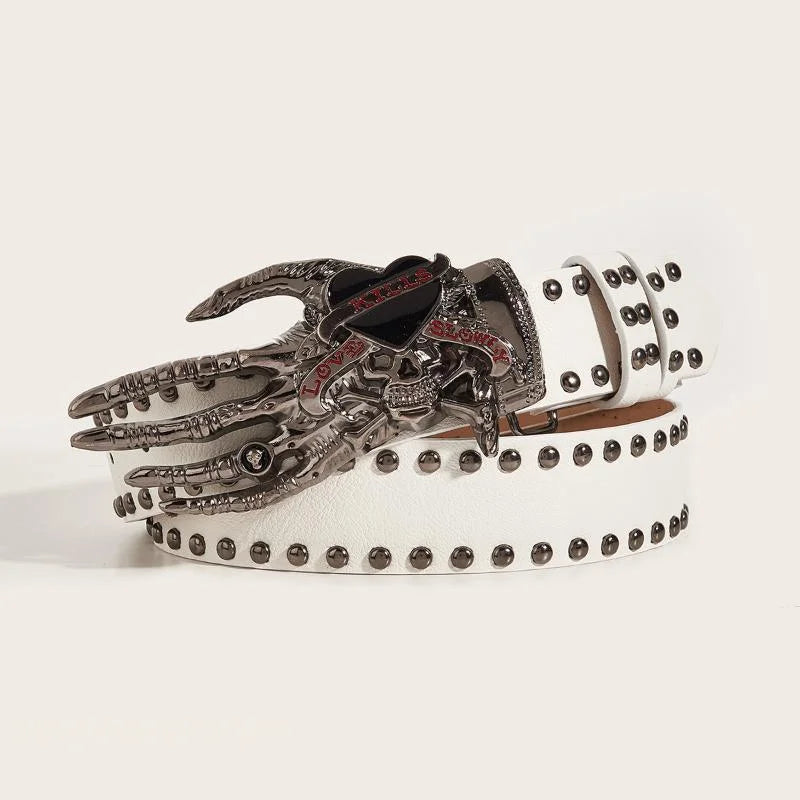 【R】Punk Claw PU Leather Belt For Women And Men Harajuku Gothic Y2K Design Personality Embossed Belt Decoration Accessories
