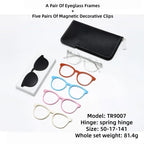 JAEVAR New Retro Floral Cat Eye Magnetic Suction Set Glasses Frame With Five Pairs Of Flat Light Glasses Frame 9001-9007