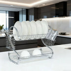 High Quality Stainless Steel Dish Drying Rack S Shape Metal Tableware Holder 2 Tier Space Saving Kitchen Organizer Kitchen
