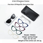 JAEVAR New Retro Floral Cat Eye Magnetic Suction Set Glasses Frame With Five Pairs Of Flat Light Glasses Frame 9001-9007
